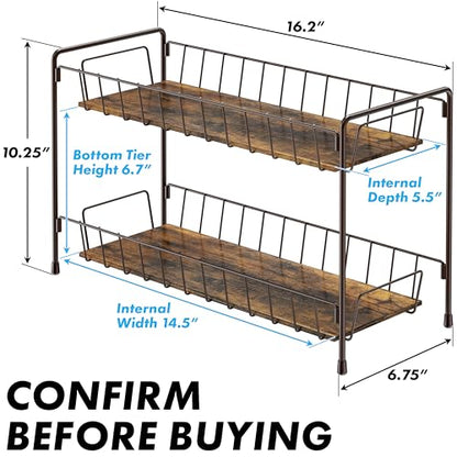Simple Houseware Countertop Spice Rack 2-Tier Kitchen Spice Organizer Storage Shelves, Bronze - color: Bronze