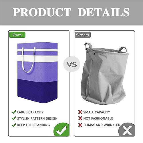 2-Pack Foldable Laundry Basket,Large Laundry Baskets with Handles,Waterproof Laundry Hamper,Collapsible Laundry Hampers for Clothes Organizer 80L (Black&Purple) - color: Black&Purple