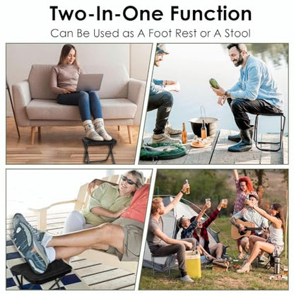 Portable Stool, Camping Stool 12inch Portable Folding Stool Small Folding Chair, Telescopic Compact Foldable Stool for Camping, Hiking, Outdoor Concert(3Pcs 60ML Travel Bottles Gift)