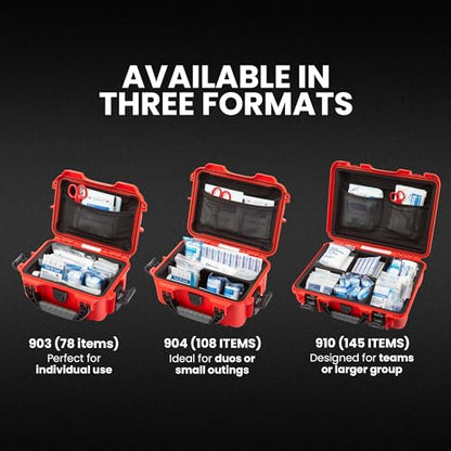 NANUK 910 Waterproof First Aid Kit 146pcs – Durable, Pre-Stocked First Aid Emergency Kit with Bandages, Tick Removal Tool, and More – Dustproof, Impact-Resistant, Floats (14.3" x 11.1" x 4.7") – Red - size: 910 First Aid Kit – 145 Pcs