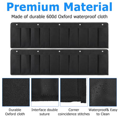 2 Pcs RV Shoe Pockets 10 Pockets, Heavy Hanging Bedside Storage Organizer with Hooks Storage Pocket Hangs on bed for Shoes Toys and Tool Accessories
