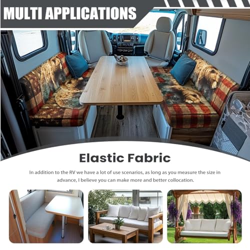Bear American Flag Print RV Dinette Cushion Covers Wear-Resistan Camper Seat Covers Dinette Booth with Pillowcase, RV Couch Protector Include 1 Backrest Cover and 1 Bench Cover - color: Bear American Flag