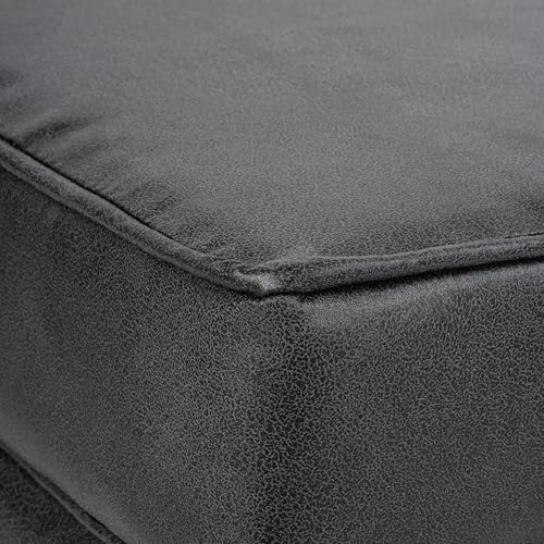 HomePop Square Ottoman with Lift Off Top - Gray Faux Leather Small - color: Grey