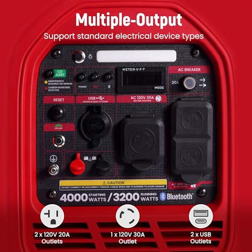 maXpeedingrods 4000 Watt Inverter Generator Portable, Bluetooth® App Remote Data Monitor, RV Ready, Gas Powered Generator with CO Alarm for Outdoor Camping, Home Backup - style: MXR4000+Gas+App Data Monitor