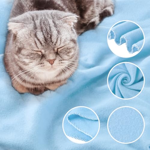 Buryeah 10 Pcs Fleece Blanket Bulk Soft Warm Fleece Blankets Cozy Lightweight Throw Blankets Plush Pet Throw Blanket for Home Bed Sofa Office Wedding Gifts Travel(50" X 60",Light Blue) - color: Light Blue