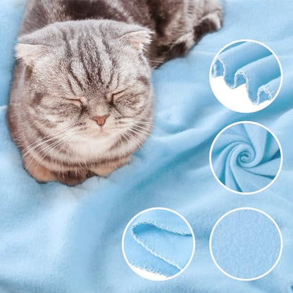 Buryeah 10 Pcs Fleece Blanket Bulk Soft Warm Fleece Blankets Cozy Lightweight Throw Blankets Plush Pet Throw Blanket for Home Bed Sofa Office Wedding Gifts Travel(50" X 60",Light Blue) - color: Light Blue