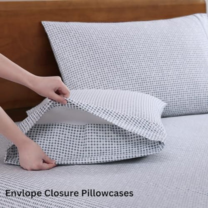 LANE LINEN 100% Organic Cotton Twin Sheets Set - 3 PC Bedding Sheets & Pillowcases - Breathable & Cooling Bed Sheets - Deep Pocket up to 15", Sheets for Twin Size Bed: Polka Dot (Blue) | Twin Sheet Set, GOTS Certified Organic Cotton Percale - Best-Value O