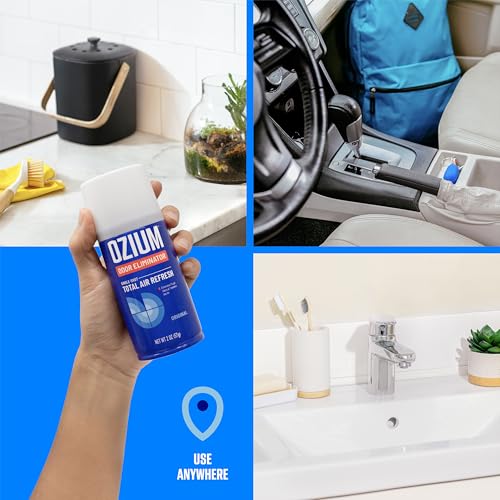 OZIUM® Air Freshener Odor Eliminator, 2oz Single Shot Total Air Refresh & Car Air Freshener – Original – 4 Pack