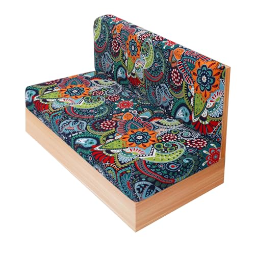 RV Dinette Cushion Covers, Printed Camper Cushion Slipcovers, Washable Anti Slip Stretch Fabric (Paisley Pattern) - color: Blue Green, size: 1 Bench Cover & 1 Backrest Cover