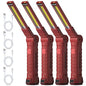 Rechargeable Work Light Flashlight, Tool Fathers Day Dad Gifts for Men Him Husband Grill Light Inspection Lamp with Magnetic Base Hook, 5 Modes 360° Rotate Car Emergency Repair 4 Pack - color: RED 4PCS