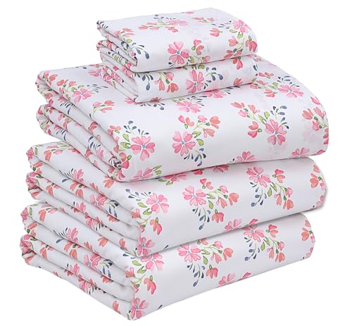 RUVANTI 100% Cotton Percale Sheets Split King Size, Bloomex | Crisp Cooling, Deep Pocket 16", Soft Breathable & Durable, Hotel-Style, 5 Piece Set - color: Bloomex, size: Split King
