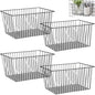 4pcs Hanging Wire Basket Set with S Hooks, 10.8''x7.8''x5.6'' Grid Panel gridwall Storage Baskets for Kitchen, Home Decor, Potted Plants Display, Black Metal Gridwall Accessories