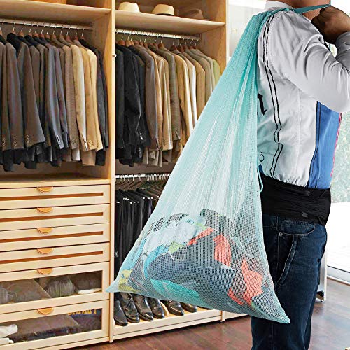 Laundry Bags, Mesh Heavy Duty 24" x 36" with Drawstring Closure, 3-Pack, White - color: White-3Pack
