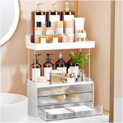 3 Drawers Bathroom Counter Organizer - 5 Tier Makeup Organizer, Versatile Perfume Organizer, Ideal for Bathroom Storage, Vanity, Large Skincare, Perfume, Present, Clear - color: Clear, size: 3 Drawers