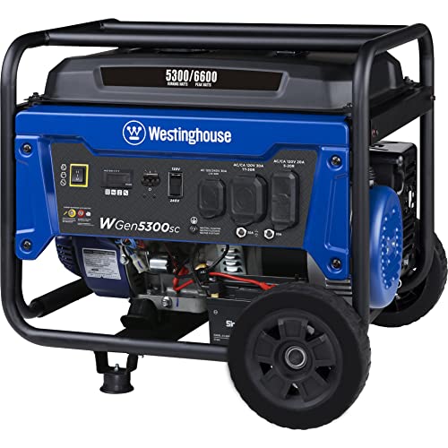 Westinghouse 6600 Watt Home Backup Portable Generator, Electric Start, Transfer Switch Ready 30A Outlet, RV Ready 30A Outlet, CO Sensor - style: 6600 Watts - Gas Only - Electric Start