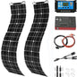 400 Watt Solar Panel Kit, 2 × 200 Watt Flexible Solar Power Panel Photovoltaic Module with 40A Solar Charge Controller & Inverter Monocrystalline Solar Panel for Camping Off Grid Battery Boat - color: 400 Watt Kit