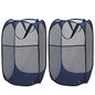 Larpur Popup Mesh Laundry Basket, Collapsible and Portable Clothes Washing Laundry Hamper with Reinforced Carry Handle (Blue*2) - color: 2*Blue