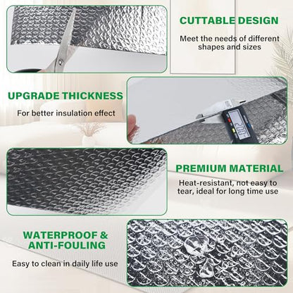 winemana Window Insulation Roll, 24IN x 20FT Reflective Heat Shield Bubble Film, Double-Sided Aluminum Foil Insulation, Weatherproof Garage Door Cover for Windows, RV, Basement, Winter & Summer - size: 24 in x 20 ft
