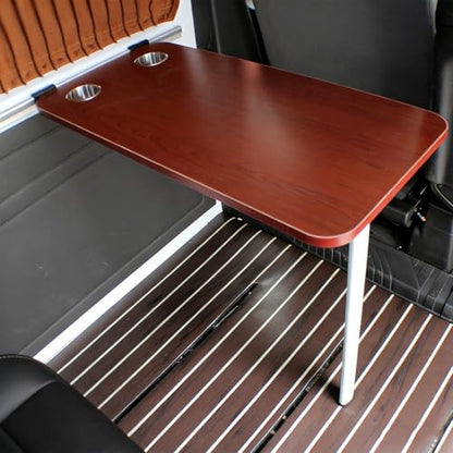 Rv Dinette Table, Folding Wall Table with 2 Cup Holders, White Steel Brackets, Save Space for Campervan Motorhome Small Space Apartments, Kitchens(Red) - color: Red