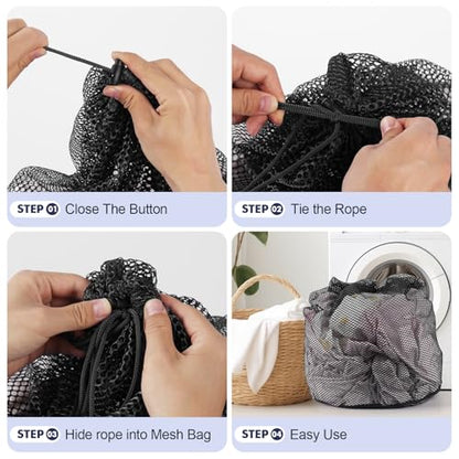 3Pcs Mesh Laundry Bags Washing Machine Mesh Wash Bags Jumbo for Delicates Clothes,Bed Linen,Toys with Drawstring Closure Sturdy (3 XXLarge 28 x 26 Inches,Black) - color: Black, size: Jumbo 3 pcs