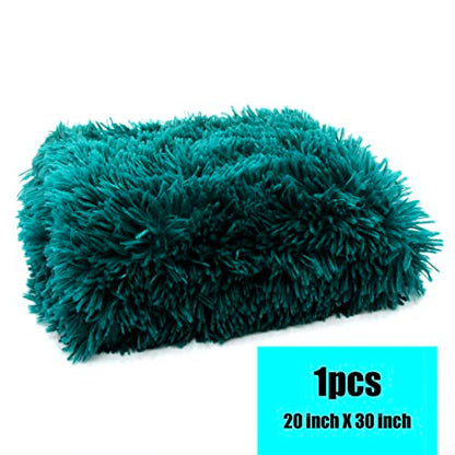 Pet Dog Bed Blankets, Fluffy Fleece Dog Throw Blankets Sleep Mat,Soft Puppy Blankets Cat Kitten, S M L XL,Fuzzy Reversible Sherpa Blanket for Bed, Couch, Sofa, Travel,Washable & Lightweight - color: Teal Blue, size: 30 INCH X20 INCH