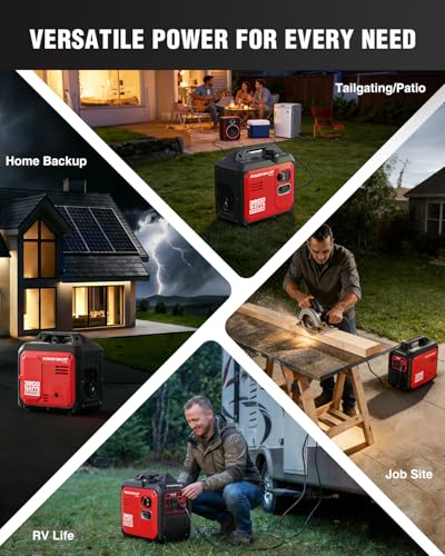 PowerSmart 3800W Portable Inverter Generator, 59 dBA Super Quiet Gas Powered, 143cc 4-Stroke OHV, Parallel Ready, EPA Compliant for RV Camping, Tailgating and Home Emergency Backup