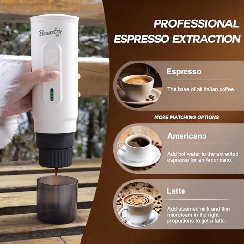 H02 PRO Portable Espresso Maker, Electric Coffee Machine for Travel, Espresso Machine Fits Ground Coffee & NS Capsule, 20Bar Mini Coffee Maker with Self-Heating, for Camping, Hiking, Office - color: White