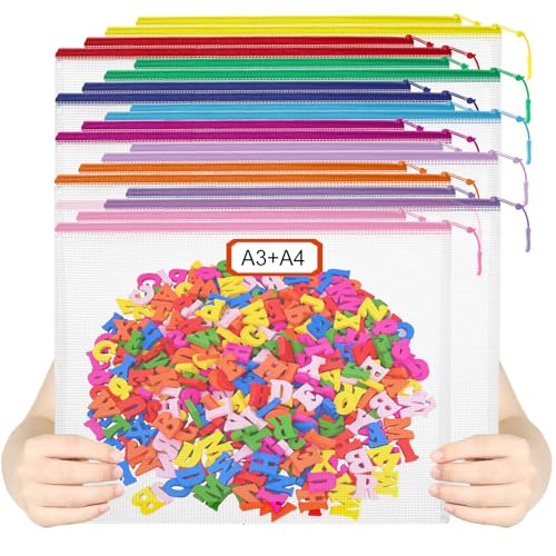 YOPCDJ 20PCS Mesh Zipper Pouch Bags,File Bags,Toy Storage Bags,Clear Organizer Bags,Suitable for Board Game,Home,School,and Office Organization(10A3+10A4) - size: 10A3+10A4, style: 25