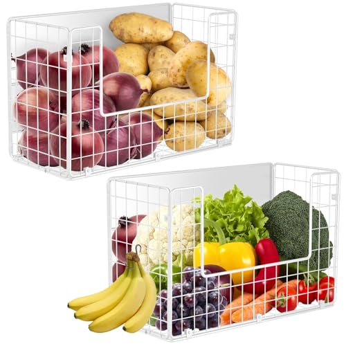 Ofiray-home Magnetic Fridge Shelf, Fruit Potato & Onion Storage Bins, Pantry Organizers, Large Container Basket for Refrigerator, Kitchen Counter, Cabinet (2, White) - color: White, size: 2