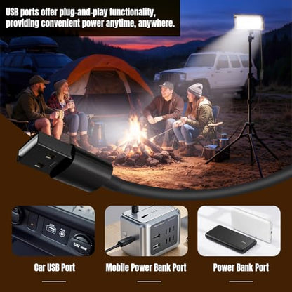 USB Telescopic Camping Light – External Power Bank Powered, Adjustable Tripod,Adjustable Brightness & Color Temperature for Outdoor,Camping,Hiking,Emergency Lighting(50 LEDs) - color: Camping Light