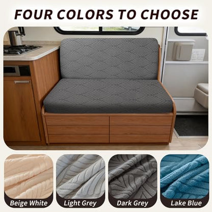 RV Dinette Cushion Covers, 2PCS Leaf RV Couch Cover, Camper Cushion Covers, Camper-rv Sofa Cover for Couch, Bench Seat & Dinette Booth Cushions(Dark Grey,[39.4" to 49.2"]×[19.7" to 25.6"]) - color: Leaf/Dark Grey/2pcs