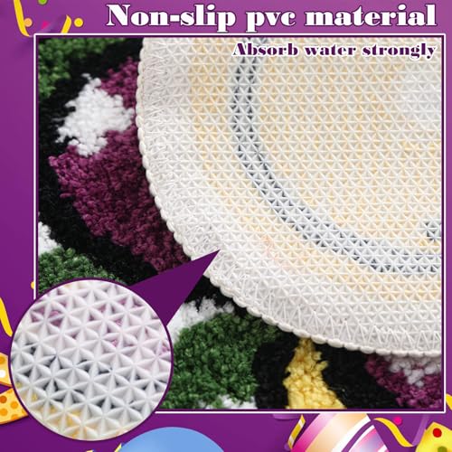 Drydiet Bathroom Rug Cute Purple Green Gold Door Mat Bath Mat Fleur-de-lis Flower Shape Shower Purple Green Gold Bathroom Decoration Rug Non Slip Washable - style: Mardi Gras