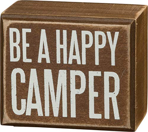 Primitives by Kathy Rustic Brown Box Sign, Happy Camper