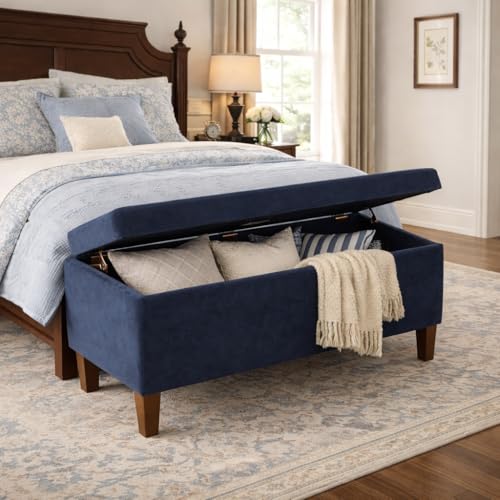 HomePop 36" Storage Ottoman Bench with Hinged Lid - Navy - color: Navy