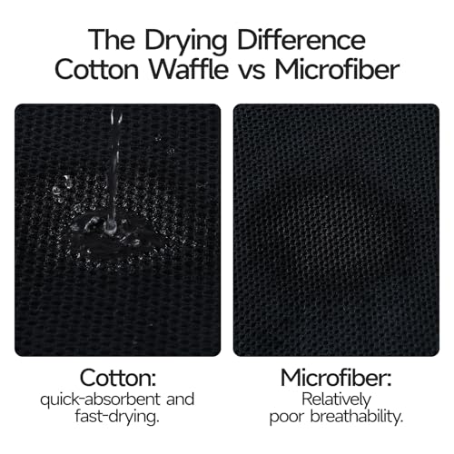REDKISS 100% Cotton Waffle Weave Bath Towels 4 Piece - 27.5x55 Inches| Lightweight, Quick Dry & Highly Absorbent,Perfect for Spa, Gym, Travel, Guest Bathroom-Black - color: Black