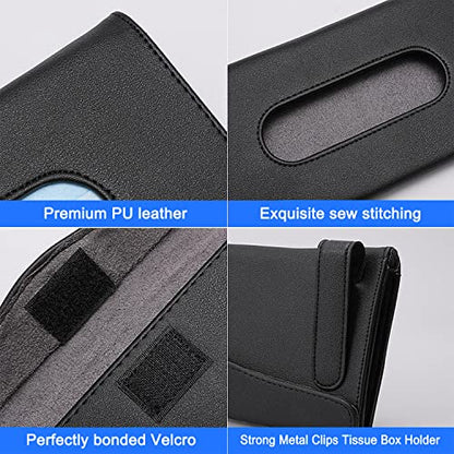 Car Tissue Holder, 2 Pack Sun Visor Napkin Holder, Premium PU Leather, Car Mask Holder for Sun Visor Vehicle, with Tissue Refill, Black&Beige - color: 2pack-black & Black