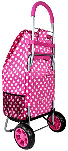 dbest products Trolley Dolly Shopping Grocery Foldable Cart Storage Mom, Pink Polka Dot - color: Pink Polka Dot, style: Cart