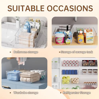 Clear Fridge Organizer, Refrigerator Organizer Bins with Handle, Freezer, Kitchen Cabinet, Pantry Organization, BPA Free Fridge Organizers (12.4 inch 8 Pack) - size: 12.4 inch 8 Pack