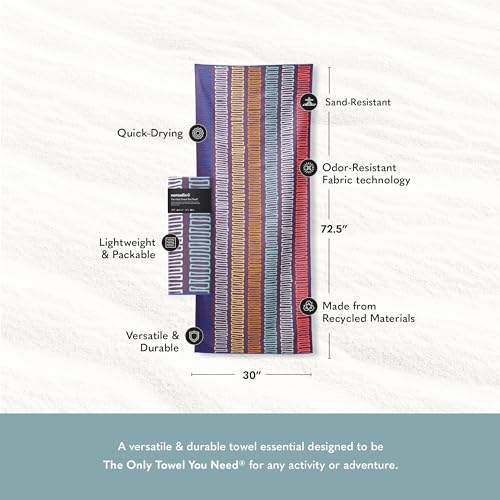 Nomadix Original Towel - Perfect for Beach, Pool, Travel, Camping, Yoga - Made with Recycled Materials - Super Absorbent - Sand Resistant - Switchback Multi - 72.5x30 - color: Switchback Multi