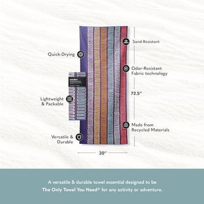 Nomadix Original Towel - Perfect for Beach, Pool, Travel, Camping, Yoga - Made with Recycled Materials - Super Absorbent - Sand Resistant - Switchback Multi - 72.5x30 - color: Switchback Multi