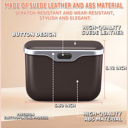 HOLDCY Car Trash Can, Waterproof Multi‑Functional Auto Trash Bin for Door/Console/Seat Back, Universal Vehicle Garbage Can for Car/Truck/SUV Drivers (Brown) - color: Brown