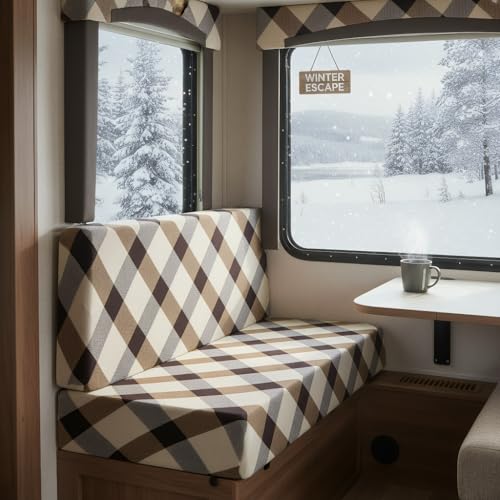 TOPCHANCES RV Dinette Cushion Covers,Stretch Camper Cushions Cover Replacement Bench Cushion Cover Washable Loveseat Slipcovers for Travel Trailer Couch (Pattern 9) - color: Pattern 9