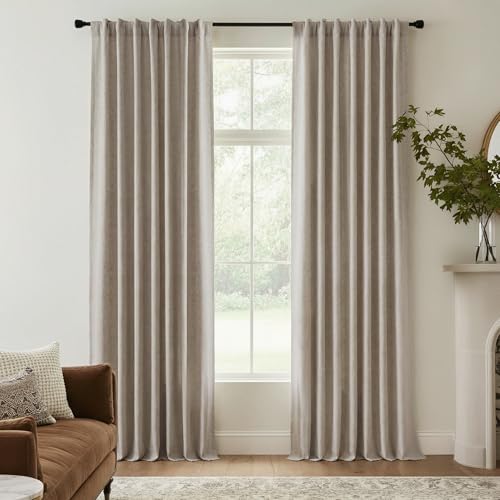 RYB HOME Natural Beige 100% Blackout Linen Curtains for Bedroom/Living Room 120 inches Long 52 Width, Thick Elegant Extra Long Drapes for Modern/Farmhouse Home Style, 2 Panels - color: Natural Beige, size: 52"W x 120"L (Pack of 2)