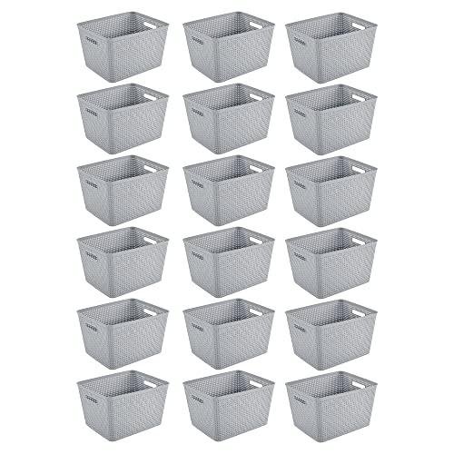 Sterilite 18 Pack Plastic Storage Bin Organization Containers, Tall Baskets, Cement - color: Tall Basket, size: 18 Pack