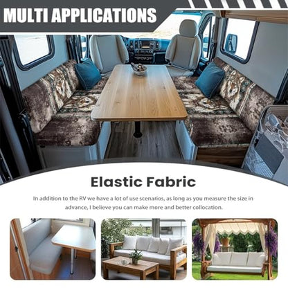Aztec RV Dinette Cushion Covers Dreamcatcher Wolf Print RV Seat Covers Camper Cushion Covers Dinette Booth Set Washable RV Couch Cover 2 Cushion Sofa RV Beach Seat Covers for Dinette - color: Aztec Dreamcatcher Wolf