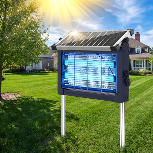 OnBeam Solar Bug Zapper Outdoor, Mosquito Zapper Waterproof Electric Fly Zapper Rechargeable Mosquito Killer Lamp with 10W Solar Panel, 4500V Cordless Fly Trap for Backyard, Patio, Garden, RV, Camping - color: Pure Blue, size: Standard Zapper
