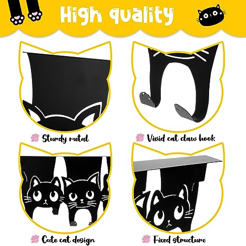 Maitys Black Cat Over the Door Hangers Metal Over the Door Hooks Towel Rack Coat Key Holder Black Cat Decor for Office Camper Rv Home Storage New Year Gift Decorations