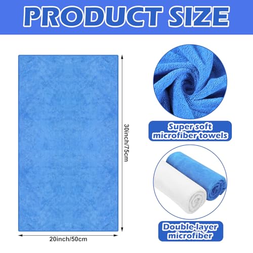 SmoothNovelty 10 Pcs Extra Large Microfiber Cloth 30" x 20" Large Floor Microfiber Towel Reusable Washable Free Lint Free Cloth Rag for Squeegee Mop Floor Window Housekeeping (White,Blue) - color: White, Blue