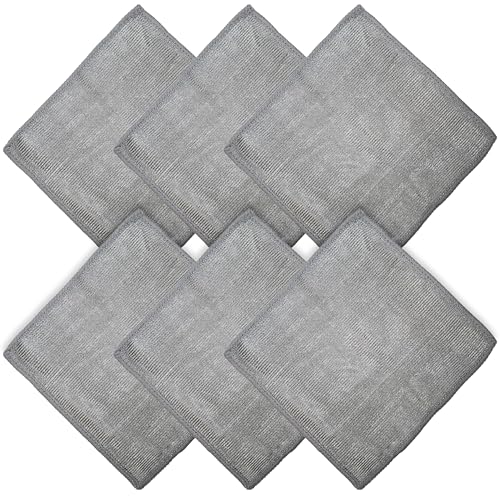 WHOOSH! Microfiber Cleaning Cloth, 6 Pack, Glasses and Screen Cleaning Cloth, Suitable for Car Screen, Computer, Laptop, iPad, MacBook, Smart Phone, Monitor, Eyeglasses, Watches (6 x 6 Inch), Grey - size: 6 Count (Pack of 1)
