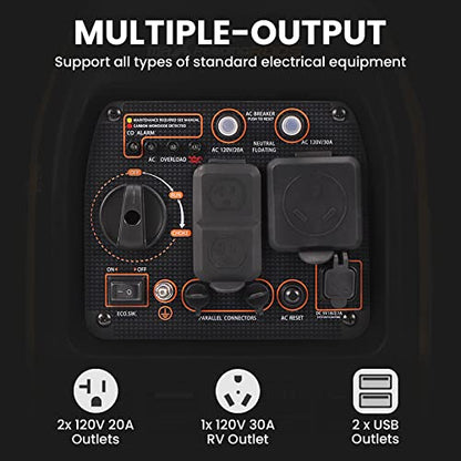 maXpeedingrods 3400 Watt Portable Inverter Generator Gas Powerd, Compact and Lightweight RV Ready Generator for Outdoor Camping, Home Backup - style: MXR3500+Gas+Recoil Start